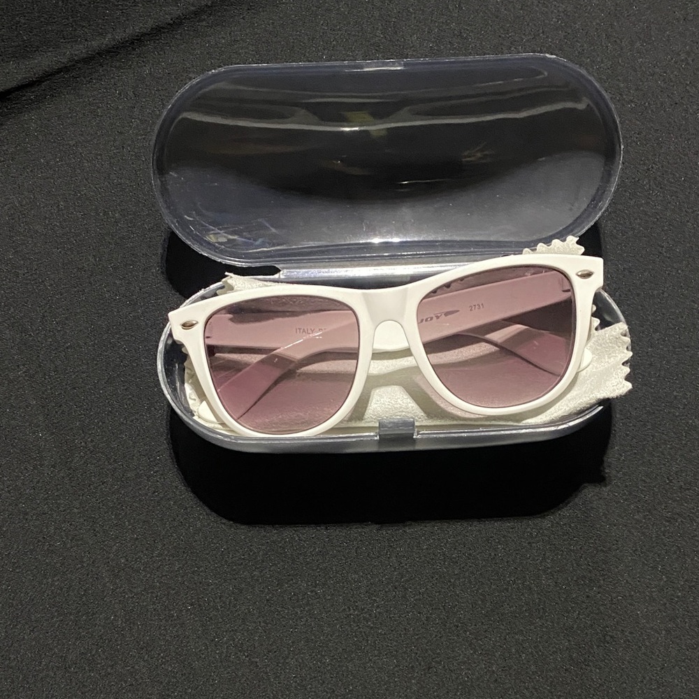 White Sunglasses with Pink Lenses